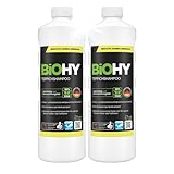 BiOHY Teppichshampoo (2 x 1 liter) | Teppichreiniger Konzentrat | ideal gegen hartnäckige Flecken | materialschonend & tierfreundlich | effektives Bio Mittel | kraftvoller Teppich Schaum
