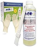 AGO 1x 500ml Schimmelentferner mit Pinsel und Handschuhen I Anti Schimmel Mittel Schimmelpilzentferner Schimmelreiniger für Bad I hoch wirksam - deutlich stärker als herkömmliche Sprühreiniger